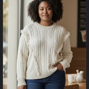 Lane Bryant Cozy Cream Cable Knit Sweater